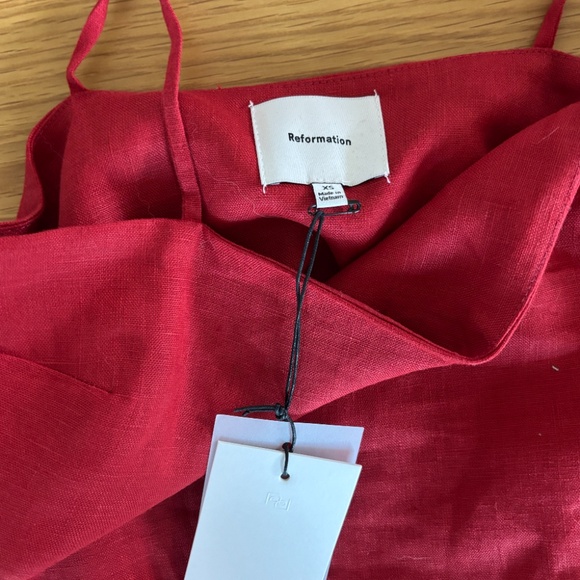 Reformation Red Aubree Linen Dress - Picture 5 of 5